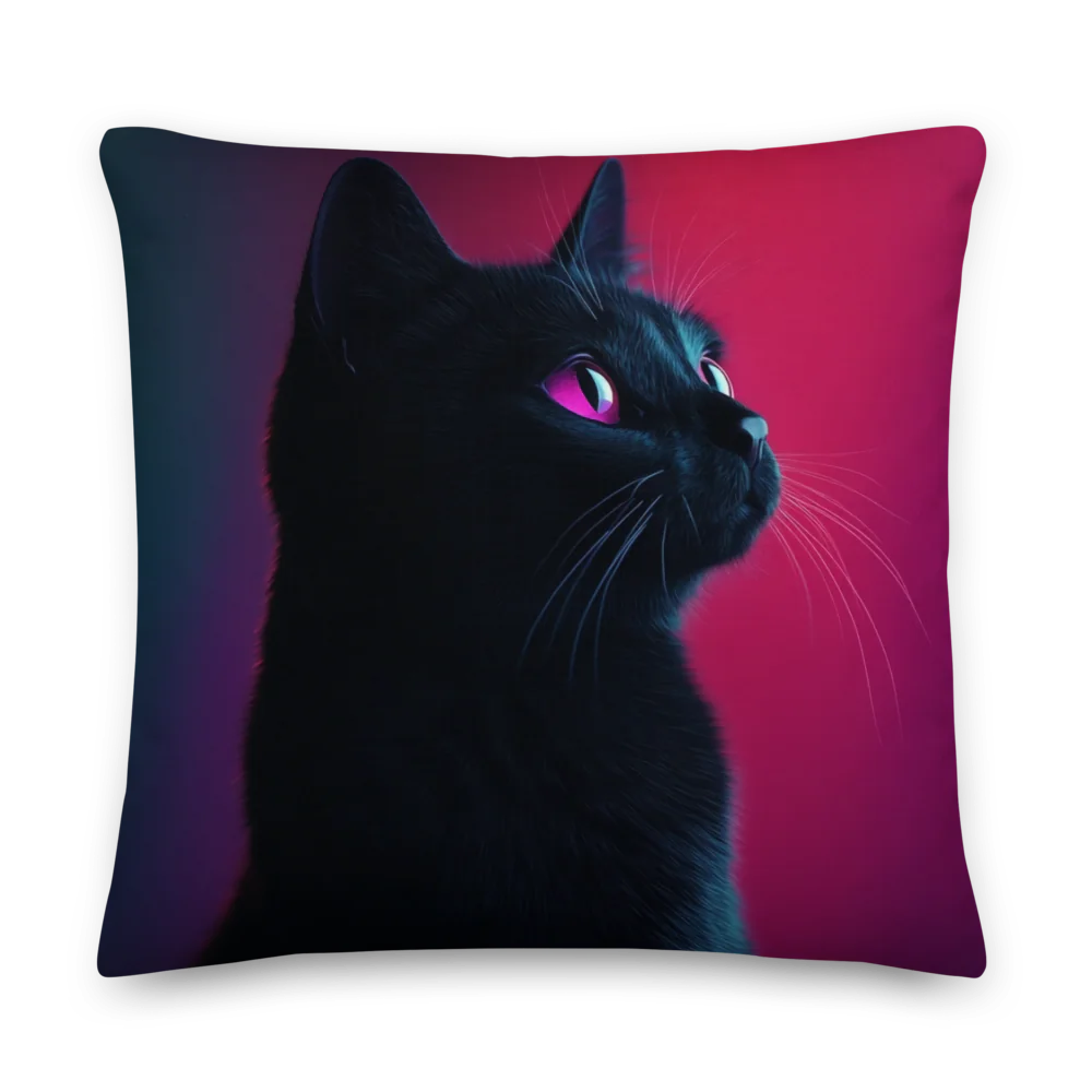 All-Over Black Cat Print Premium Pillow