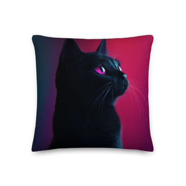 All-Over Black Cat Print Premium Pillow