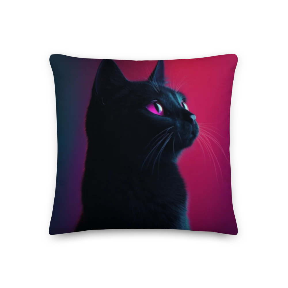 All-Over Black Cat Print Premium Pillow